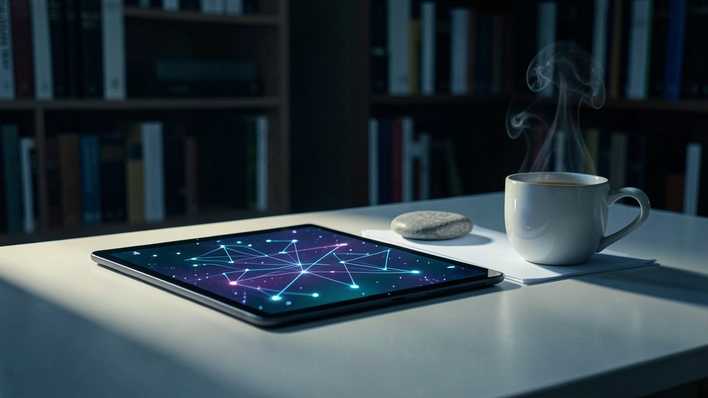 AI quiz maker for self-assessment glowing on a tablet in a quiet study, building exam confidence with practice test generator